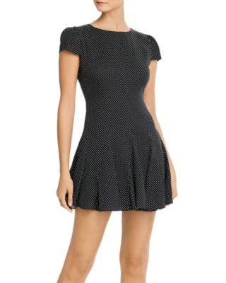 Alice and Olivia Alice Olivia Dolly Dot Print Godet Mini Dress
