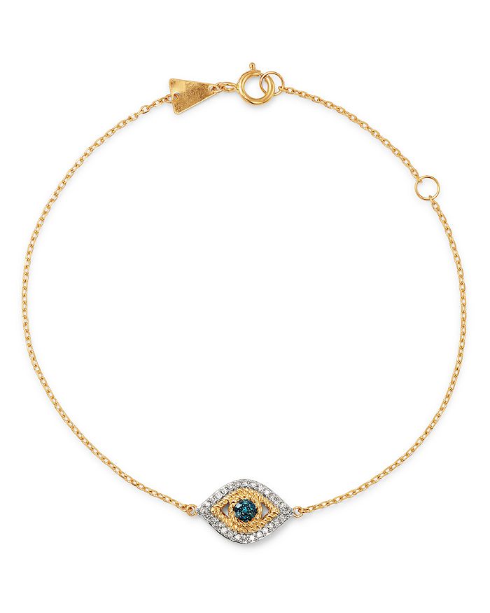 Adina Reyter 14k Yellow Gold Blue & White Diamond Pave Evil Eye Bracelet In Multi/gold