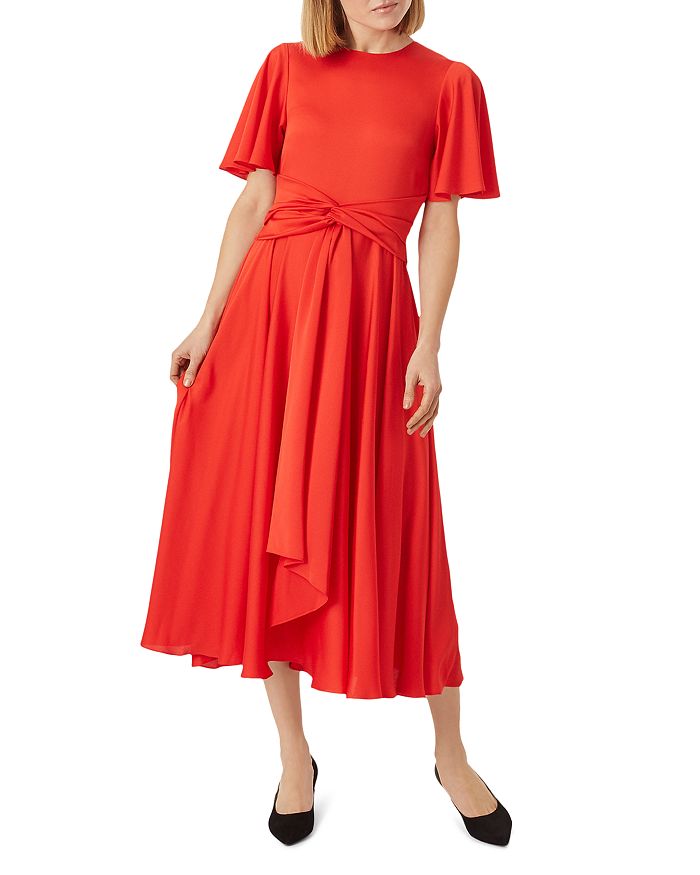 HOBBS LONDON LEIA KNOTTED-WAIST DRESS 012053139025L00