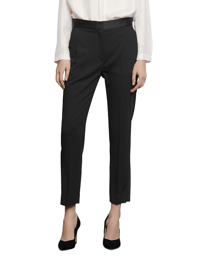 SANDRO QUANG SUIT PANTS WITH SATIN TRIM,SFPPA00381