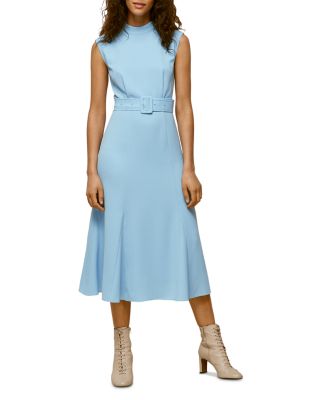 whistles textured belted midi dress