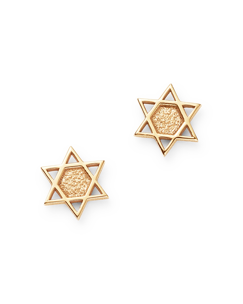 Zoë Chicco Itty Bitty 14k Yellow Gold Star Of David Stud Earrings In Gold