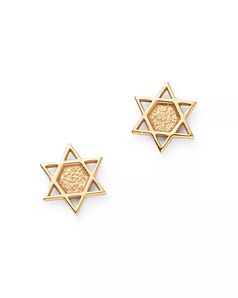 Zoe Chicco Itty Bitty 14K Yellow Gold Star Of David Stud Earrings
