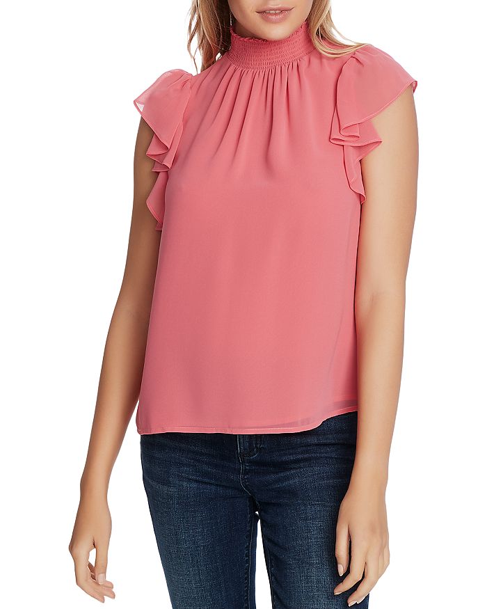 1.state Smocked Flutter-sleeve Top In Cherryblos