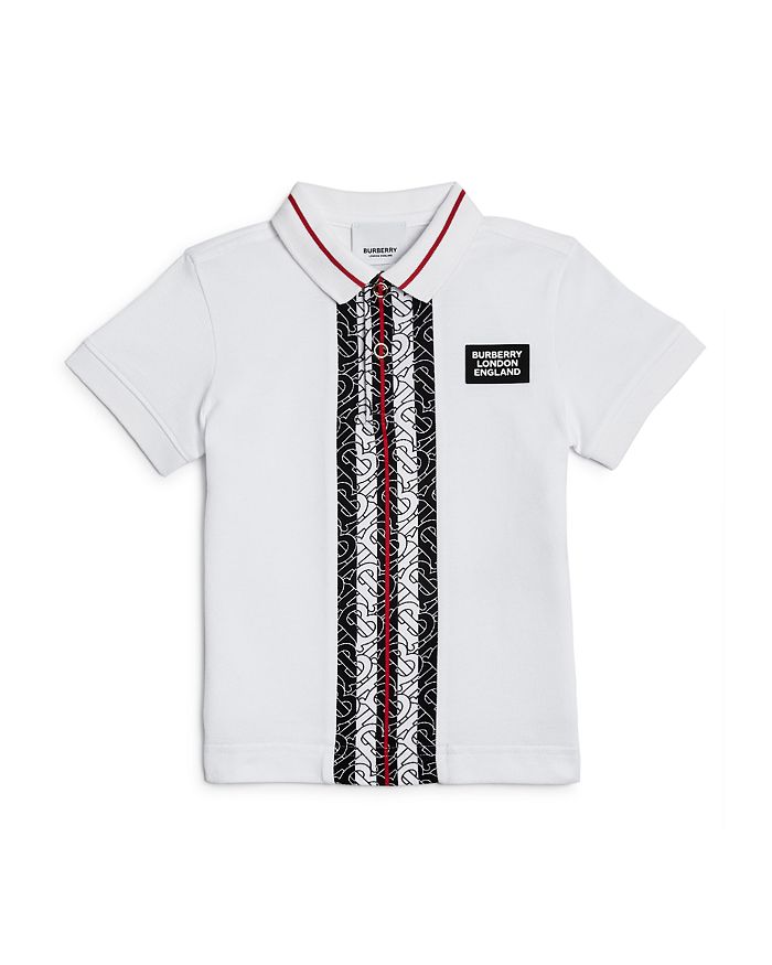 Burberry Boys Joseph Monogram Stripe Cotton Pique Polo Shirt