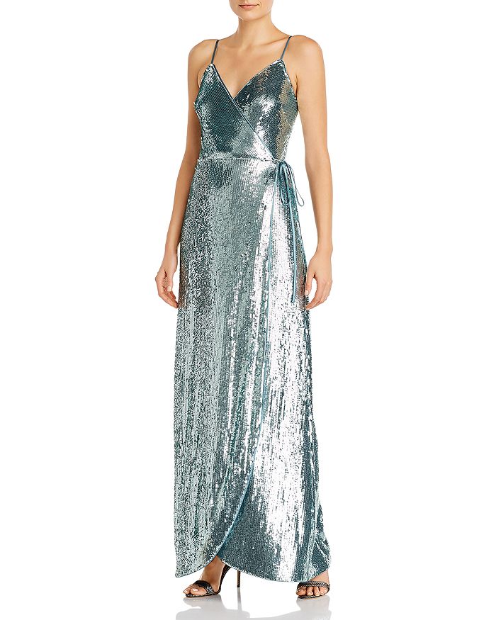 Aidan Mattox Aidan By  Sequinned Wrap Gown - 100% Exclusive In Mint
