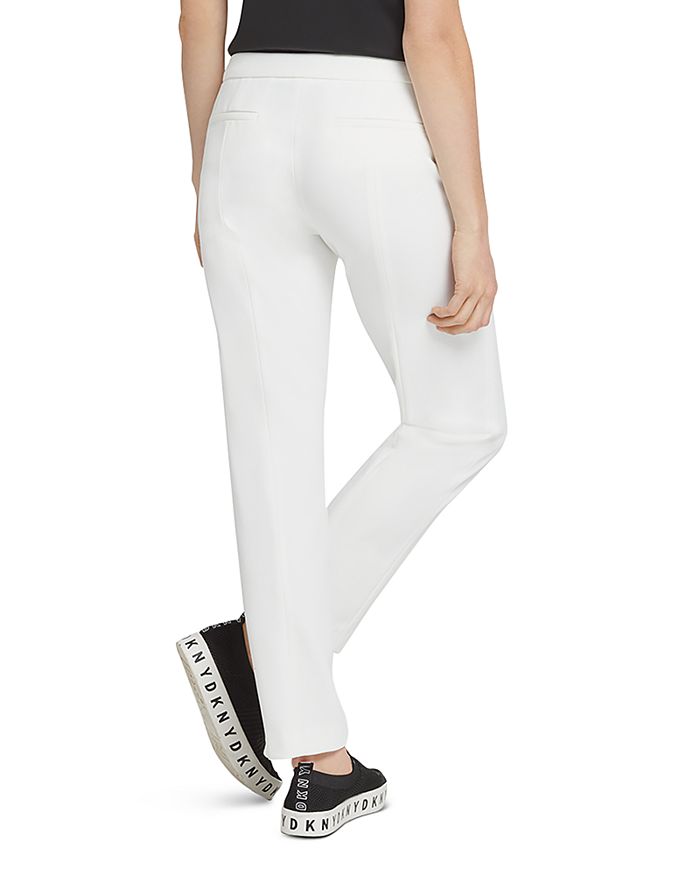 Shop Dkny Front Tab Straight-leg Pants In Ivory