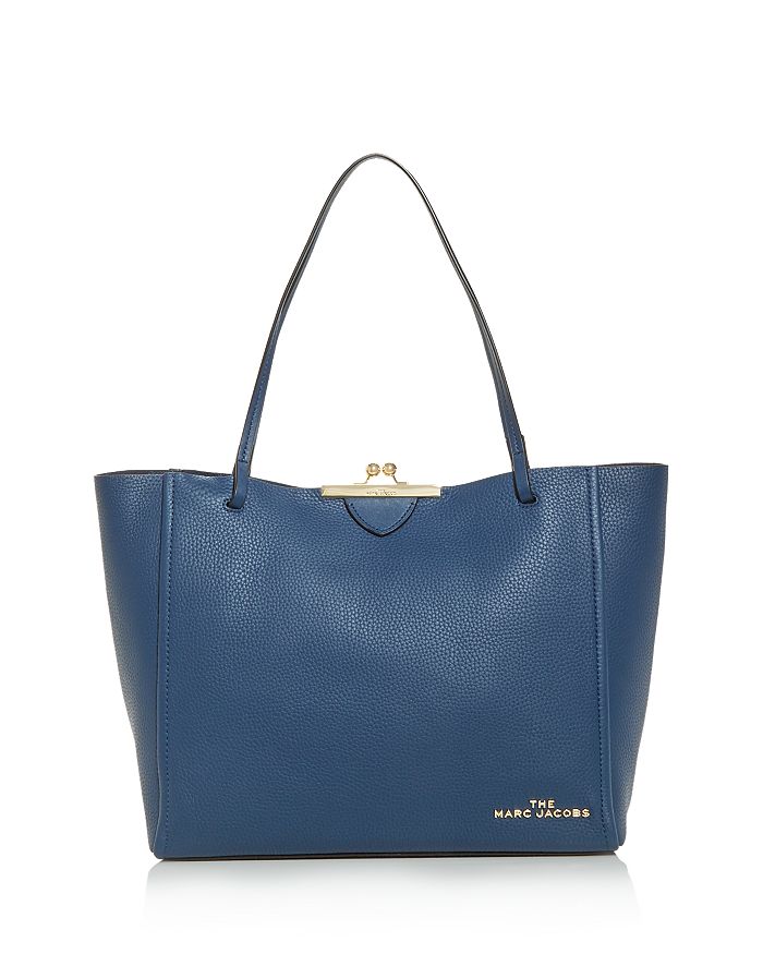 Marc Jacobs The Kisslock Leather Tote In Blue Sea