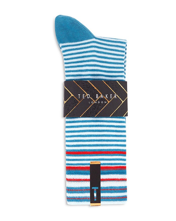 Ted Baker Mxs Prestin Striped Socks In Light Blue