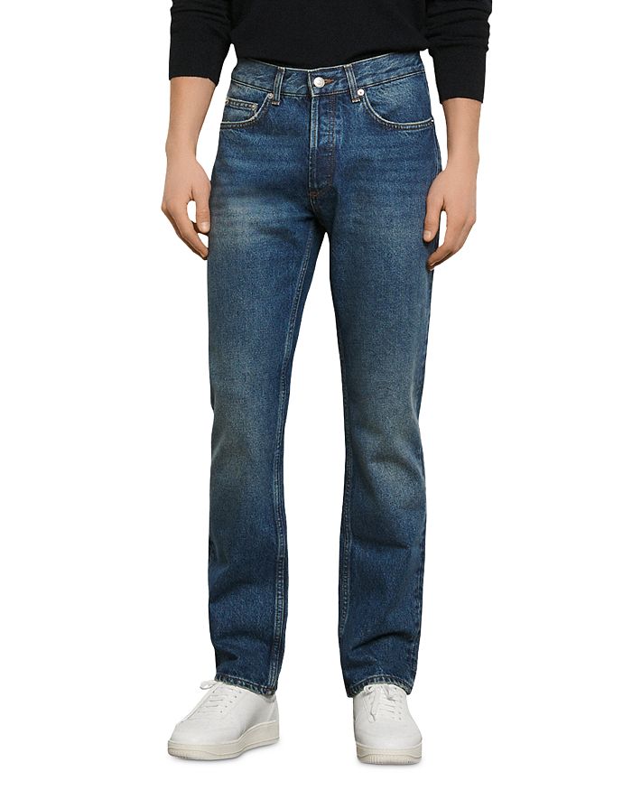 Sandro Regular Washed Straight Fit Jeans In Blue Vintage | ModeSens