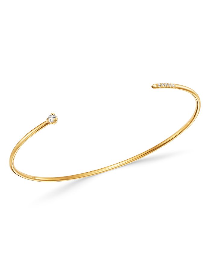Zoë Chicco 14k Yellow Gold Prong Diamonds Diamond Cuff Bangle Bracelet In White/gold