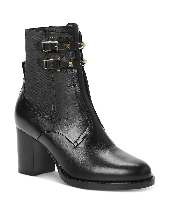 Valentino Garavani Women's Beatle Mid-heel Double-buckle Boots In Black | ModeSens