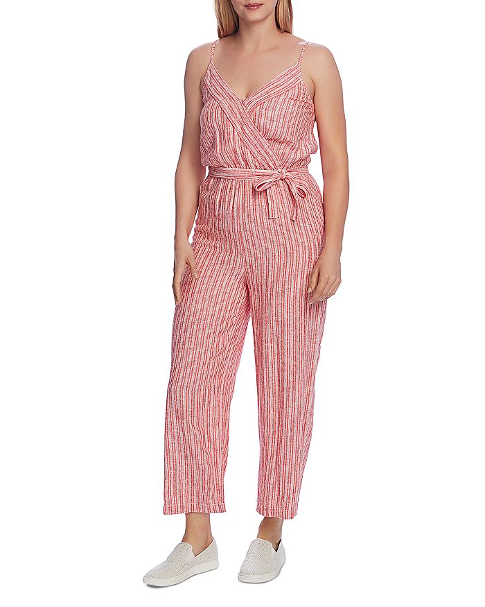 VINCE CAMUTO TRANQUIL STRIPE CROSSOVER JUMPSUIT,9020932