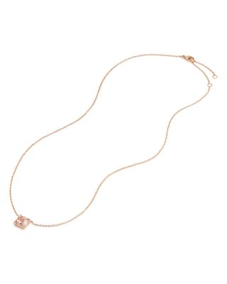 Ch&acirc;telaine&reg; Pendant Necklace with Morganite and Diamonds in 18K Rose Gold, 16"-18"