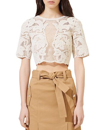 Maje - Ibiza Collection Leona Open-Knit Crop Top