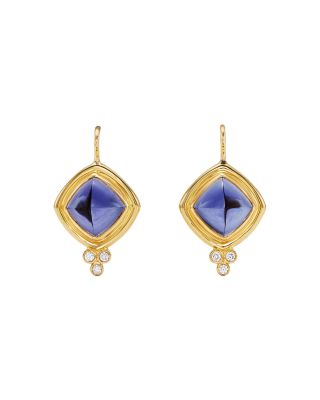 18K Yellow Gold Classic Collina Gemstone & Diamond Drop Earrings Collection