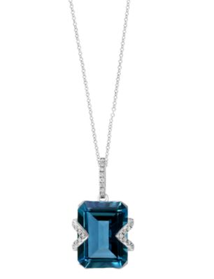 Bloomingdale's Fine Collection - London Blue Topaz & Diamond Pendant Necklace in 14K White Gold, 18"L