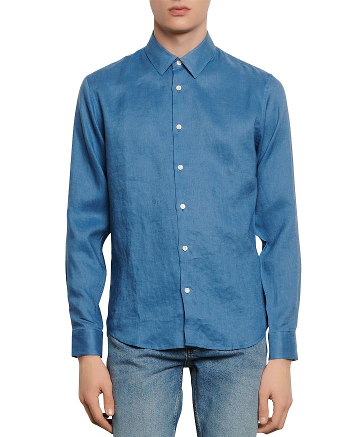 Sandro Slim-Fit Seamless Linen Casual Shirt | Bloomingdale's