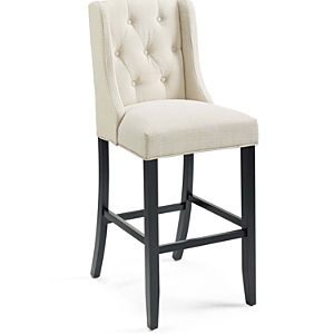 Modway Baronet Tufted Button Upholstered Fabric Bar Stool In Beige