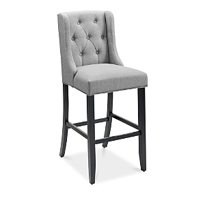 Modway Baronet Tufted Button Upholstered Fabric Bar Stool In Light Gray