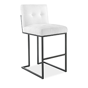 Modway Privy Black Stainless Steel Upholstered Fabric Bar Stool In White