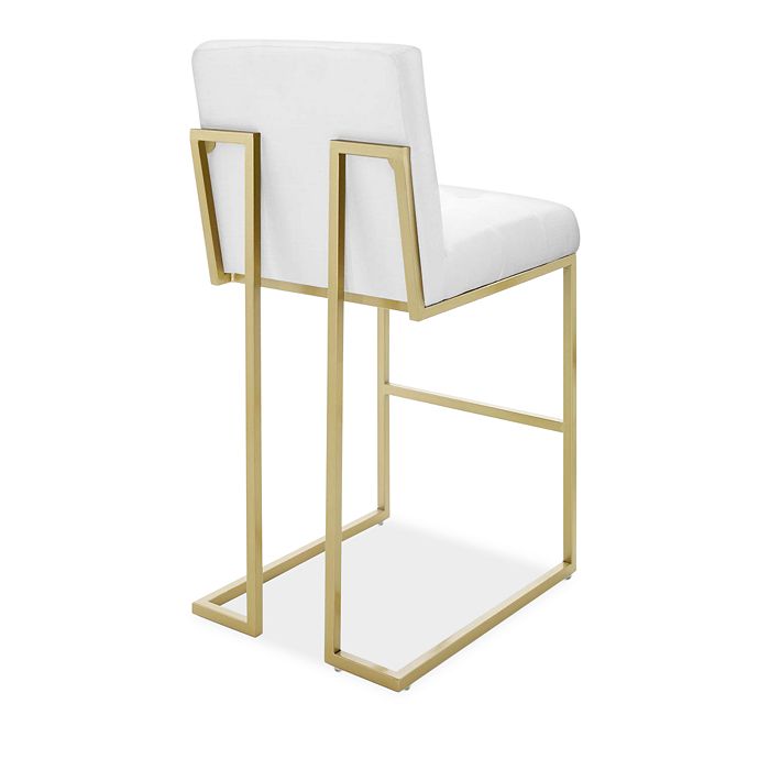 Shop Modway Privy Gold Stainless Steel Upholstered Fabric Bar Stool In White