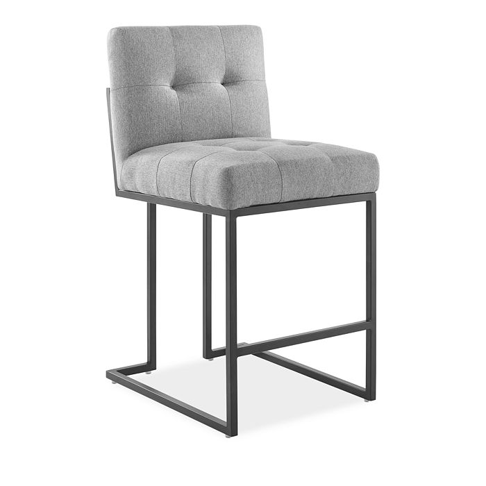 Modway Privy Black Stainless Steel Upholstered Fabric Counter Stool In Gray