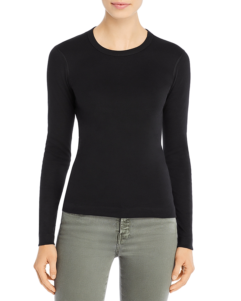 Three Dots Three-quarter-sleeve Cotton Tee In Black
