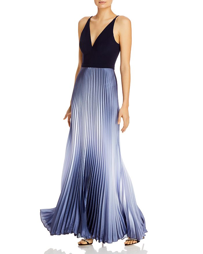 Aqua Pleated Shimmer Gown - 100% Exclusive In Navy/lilac