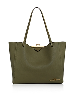 Marc Jacobs The Kisslock Leather Tote In Cactus Green