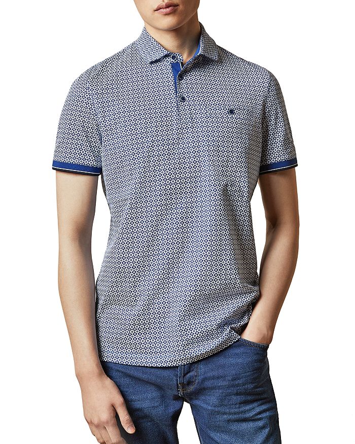 TED BAKER BAGIN COTTON GEO PRINT POLO,241590