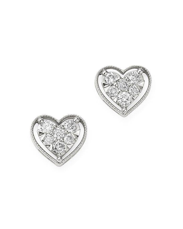 Bloomingdale's Diamond Heart Stud Earrings in 14k White Gold, 0.40 ct ...