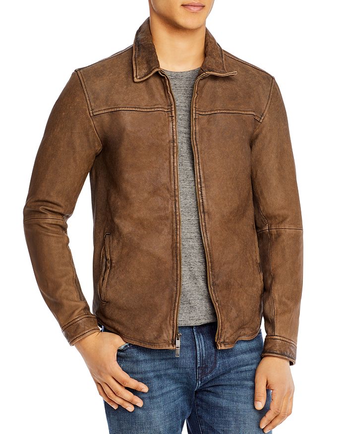 John Varvatos Danny Distressed Leather Slim Fit Jacket In ...