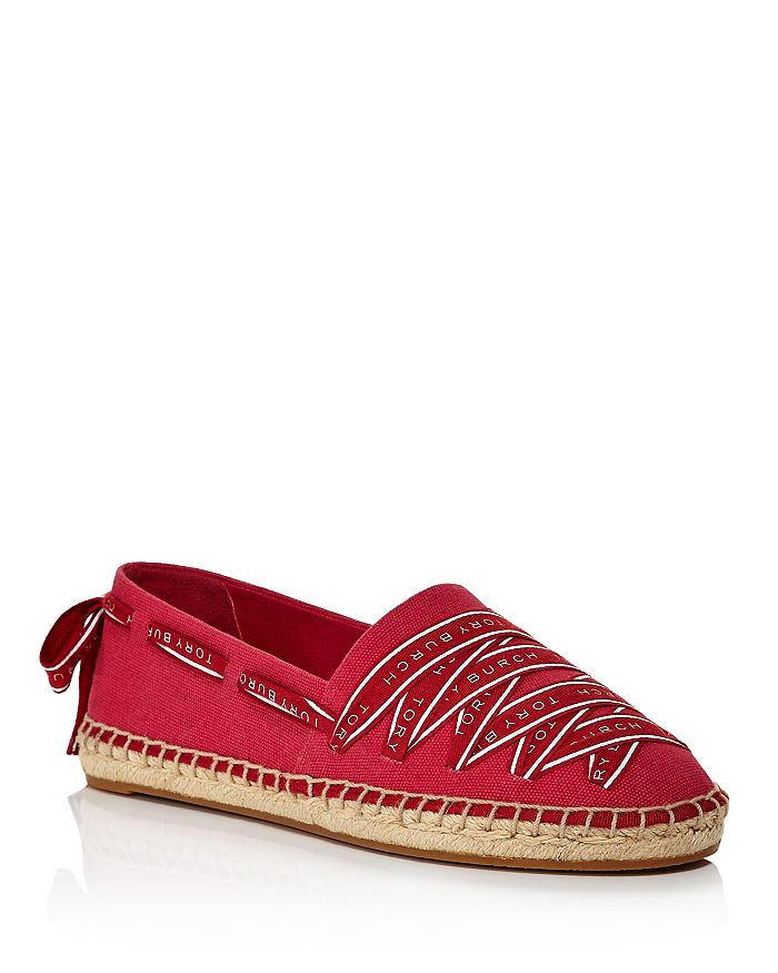 Tory Burch Espadrillas Logo Grosgrain In Tela In Red | ModeSens