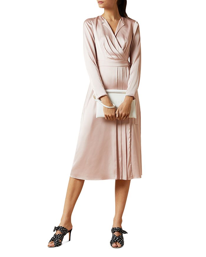 TED BAKER NEENHA PLEATED WRAP DRESS,243926LT-PINK