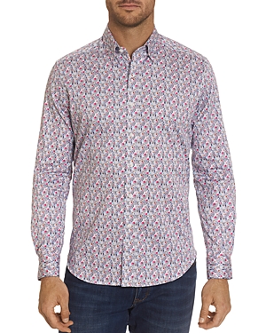 Robert Graham Medina Cotton Stretch Digital Geo Print Slim Fit Button-Down Shirt