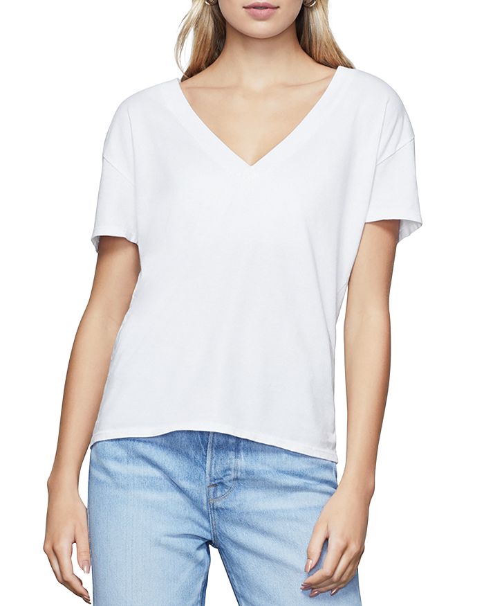 Good American V-neck Cotton Tee In White