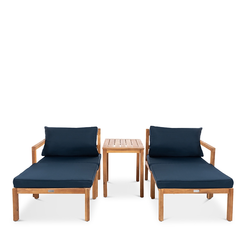 Safavieh Pratia 5-piece Indoor/outdoor Seating Set In Natural/navy