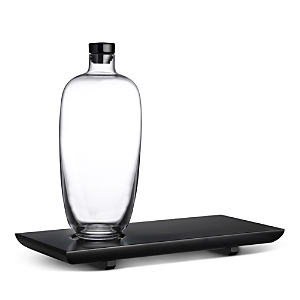 Nude Glass Malt Whiskey Bottle Tall with Wooden Tray