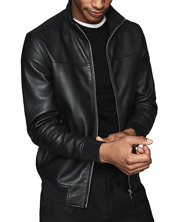 REISS Leather Bomber Jacket | Bloomingdale's