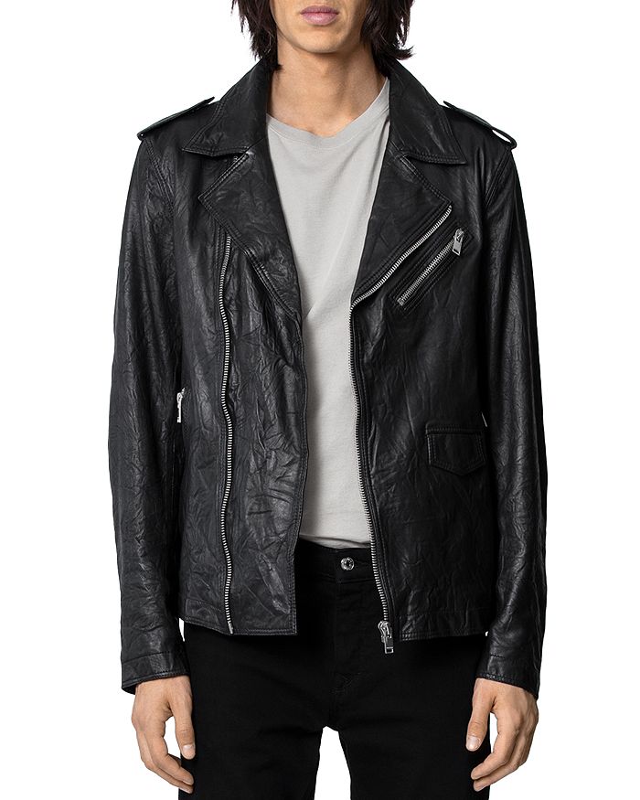 Zadig & Voltaire Dupe  Lascaro Crinkle Leather Jacket In Noir