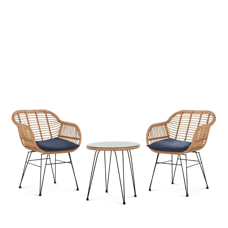 Safavieh Alton Outdoor 3pc Lounge Set In Natural/navy