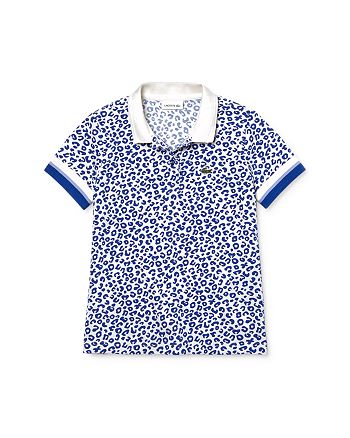 Lacoste Girls' Short Sleeve Polka Dot Pique Polo Shirt 