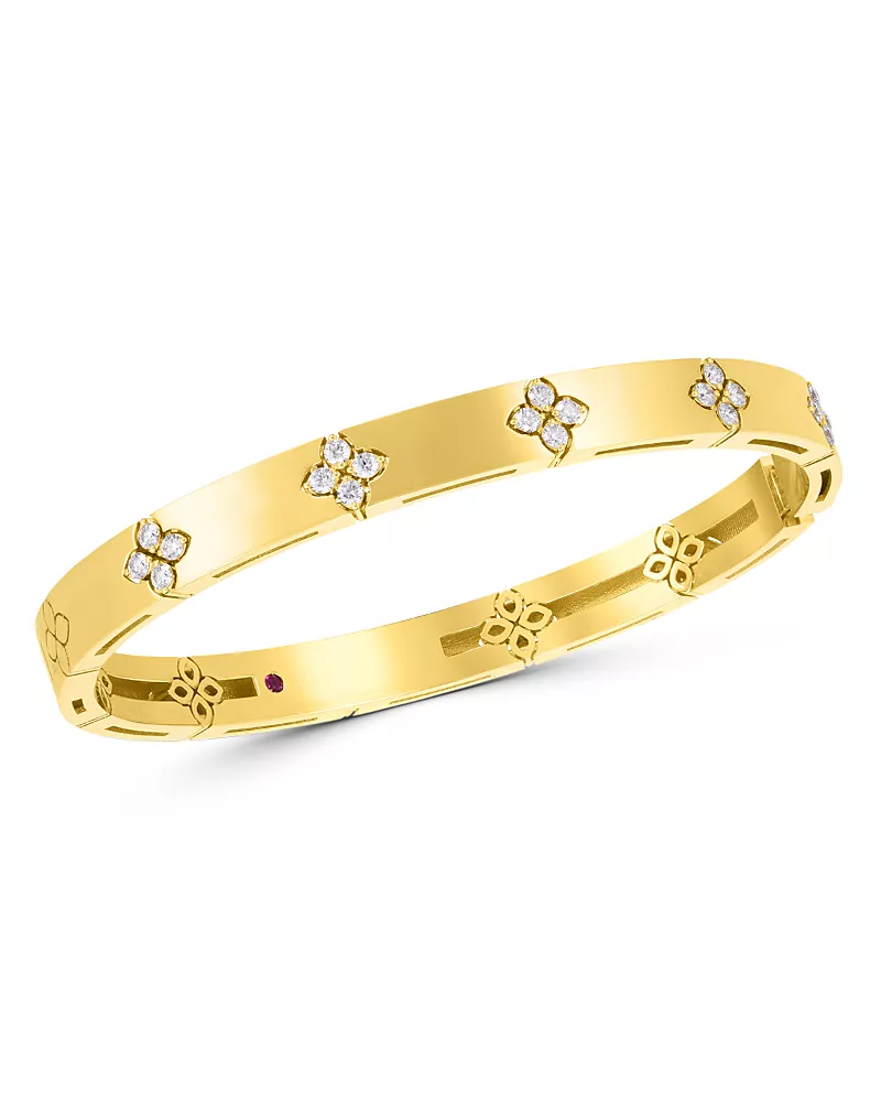 Roberto Coin 18K Yellow Gold Love in Verona Diamond Flower Bangle Bracelet