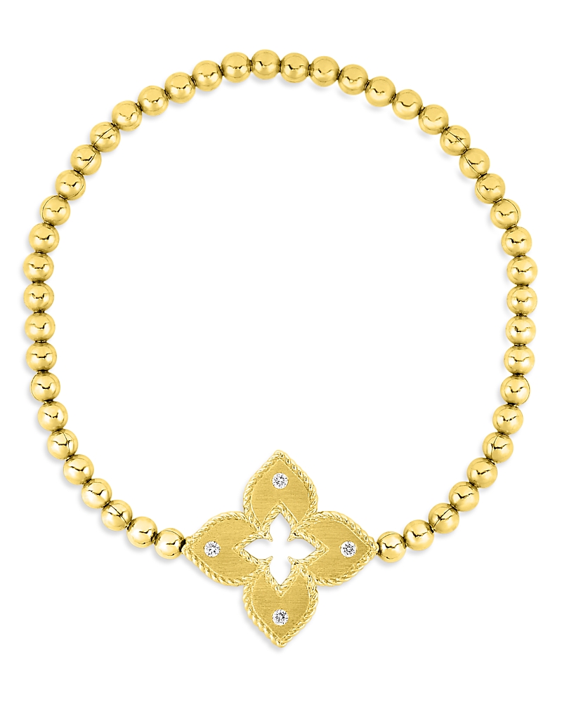 Roberto Coin 18K Yellow Gold Venetian Princess Diamond Large Flower Bracelet