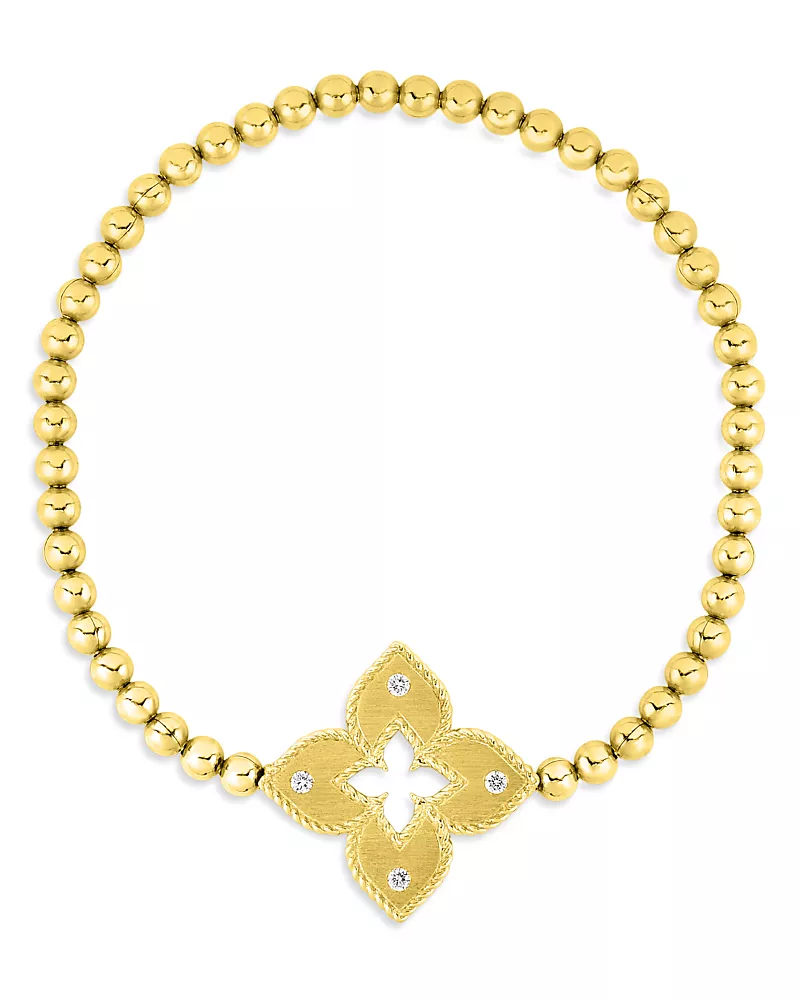 Roberto Coin 18K Yellow Gold Venetian Princess Diamond Large Flower Bracelet