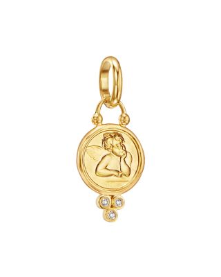 Temple St. Clair - Temple St. Clair 18K Yellow Gold Angel Pendant with Diamonds and Ball Chain