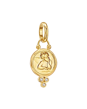 Temple St. Clair 18K Gold 10mm Angel Pendant with Diamonds