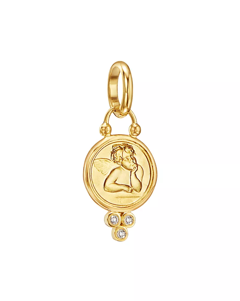 Temple St. Clair 18K Gold 10mm Angel Pendant with Diamonds
