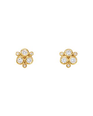 18K Yellow Gold Classic Trio Earrings with Diamonds